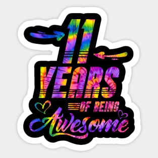 11th Birthday Gift Idea Tie Dye 11 Year Of Being Sticker